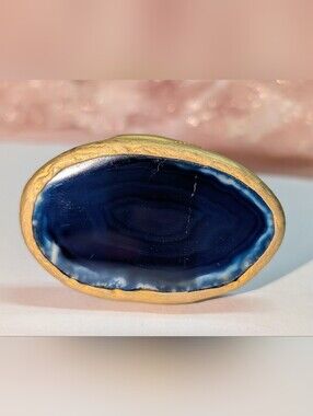 Blue Agate Slice Saudi Arabian Statement Ring
